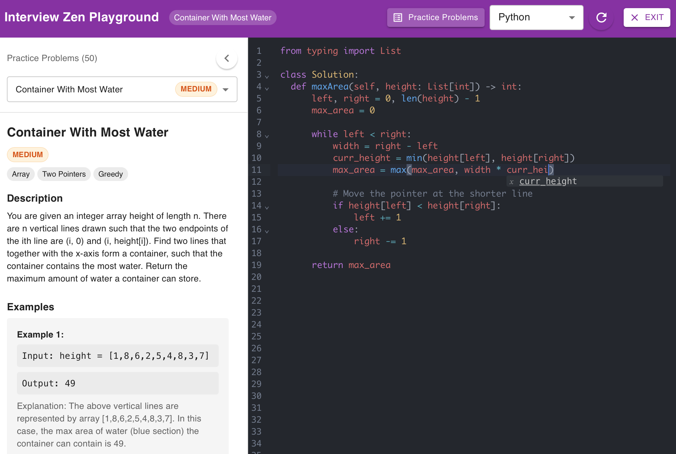Code editor with syntax highlighting and autocomplete